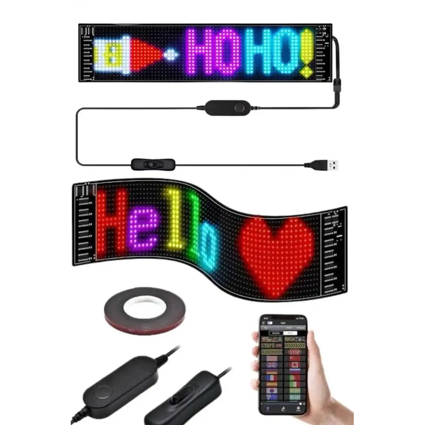 Matrix Led Cama Yapışan Telefon Kontrollü Panel Dijital Ekran Kumandalı