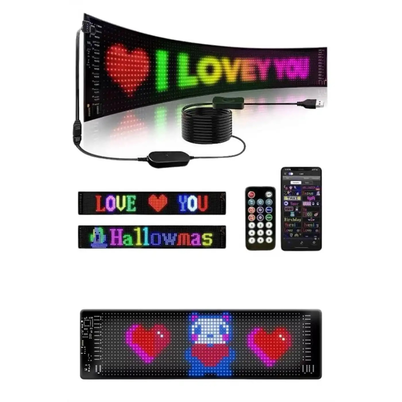 Matrix Led Cama Yapışan Telefon Kontrollü Panel Dijital Ekran Kumandalı