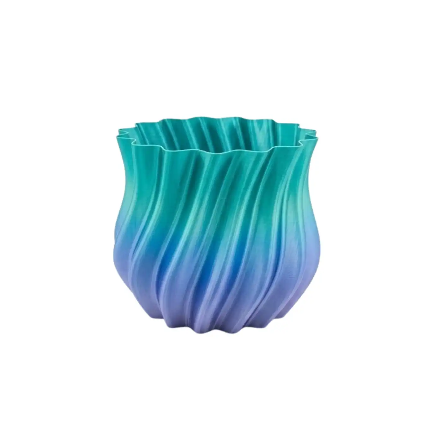 Mavi Degrade Kıvrımlı 3D Vazo Minimal Modern Ev Dekoru