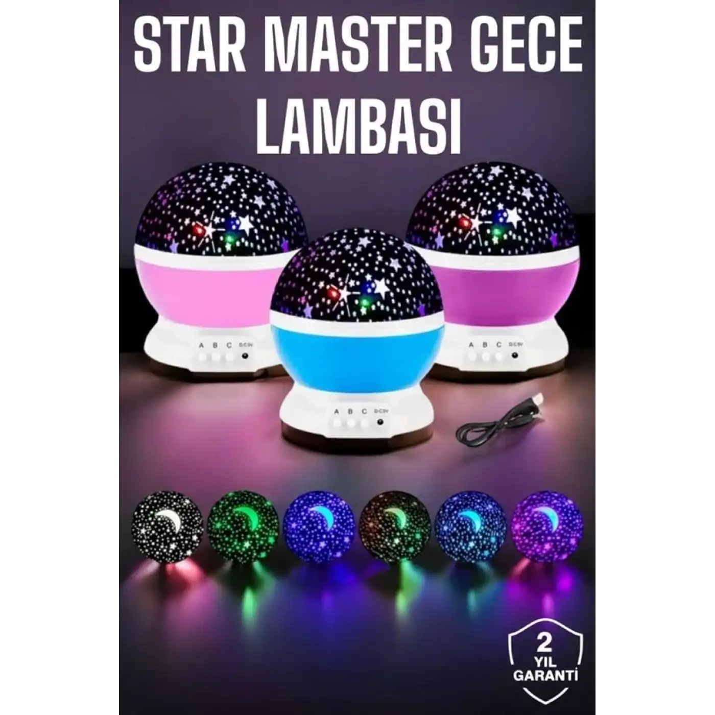 Mavi ve Mor Işıklı  Projeksiyon Lambası