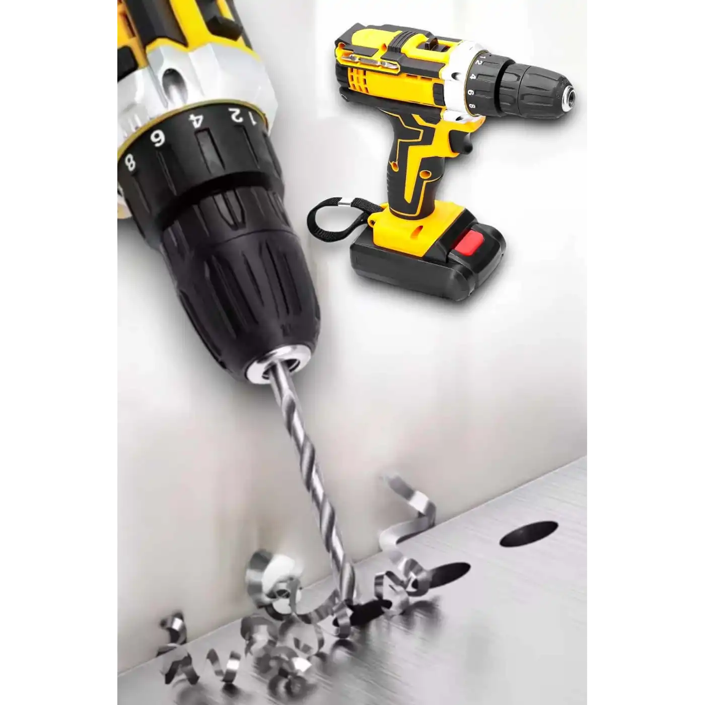 Metal Dişli 24W Akülü Matkap -Çift Bataryalı ve LED Çalışma Işığı ile Tam Set