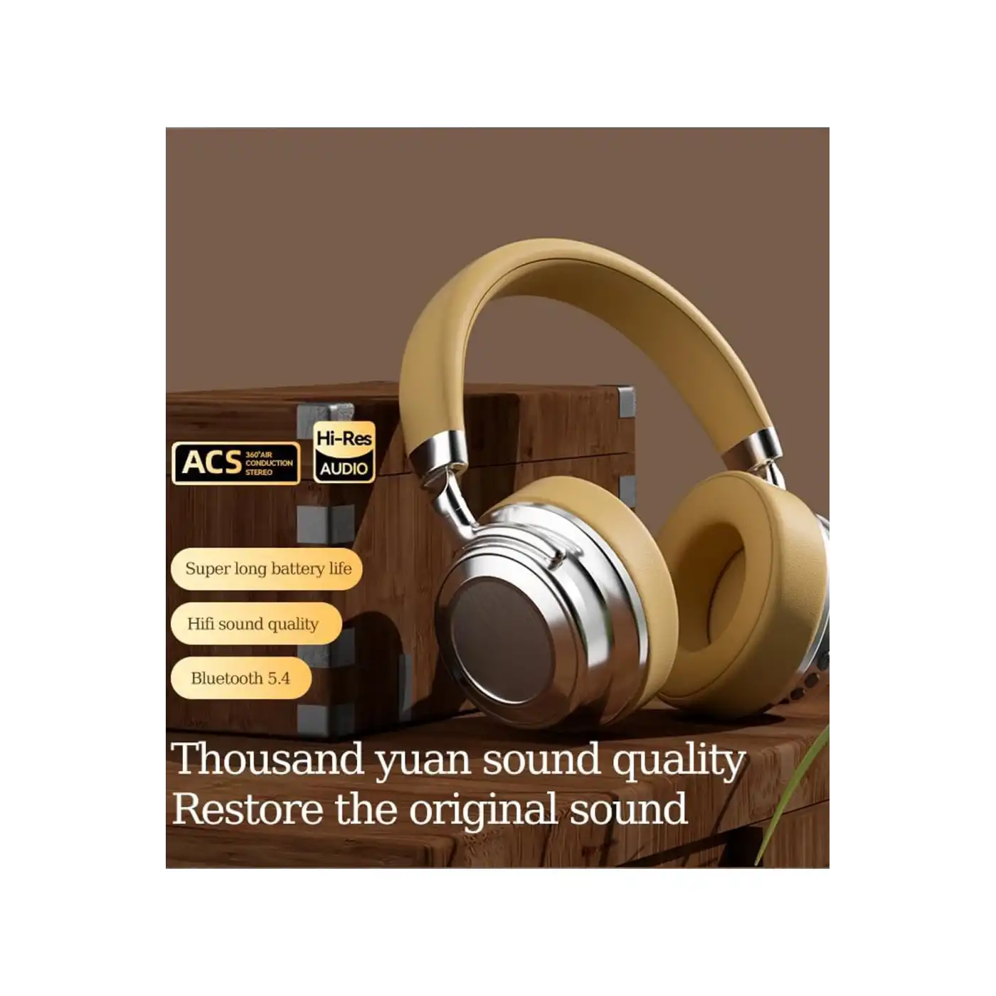 Metal Kulak Üstü Kablosuz Bluetooth Kulaklık Hybrid Anc Type-c Hızlı Şarj Bluetooth 6.0