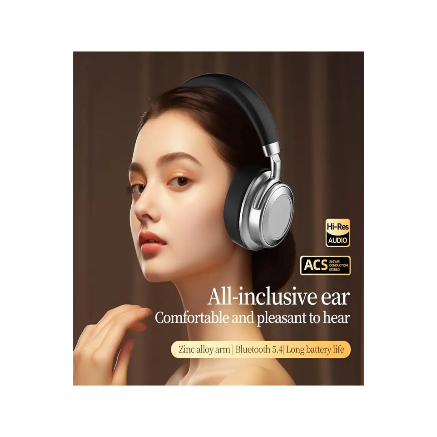 Metal Kulak Üstü Kablosuz Bluetooth Kulaklık Hybrid Anc Type-c Hızlı Şarj Bluetooth 6.0