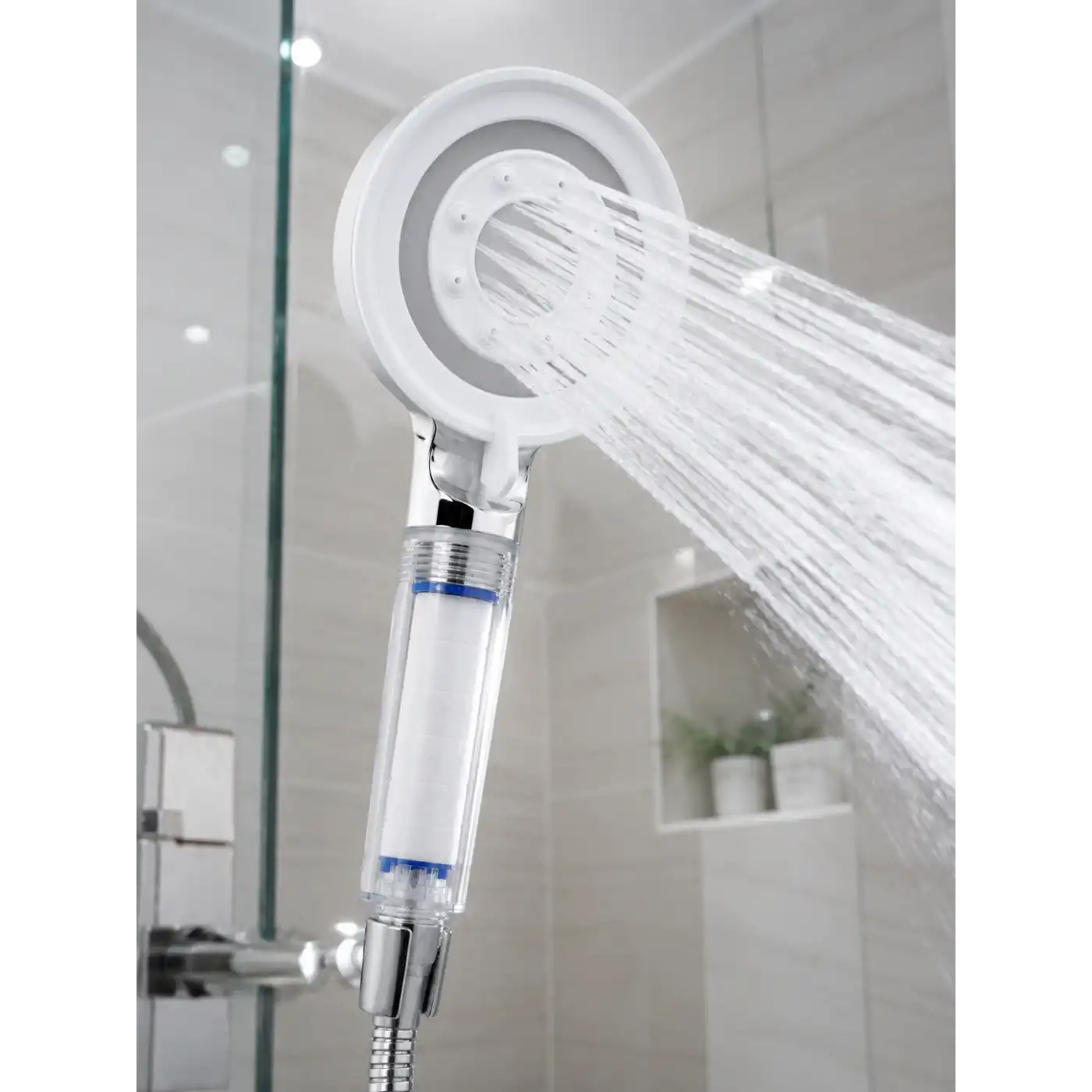 Mineral Taşlı Filtreli Duş Başlığı Güçlü Su Basınçlı Banyo Başlığı