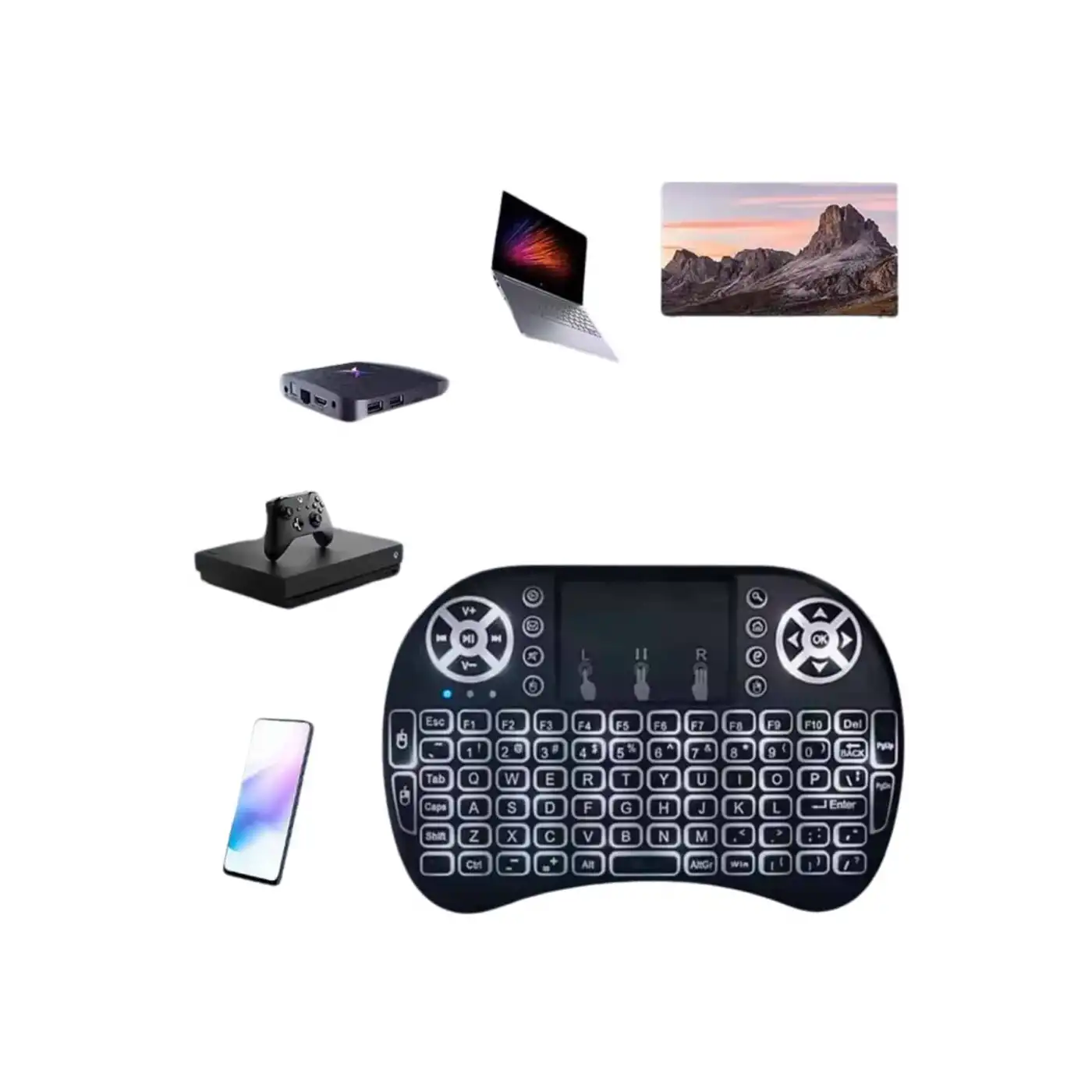 Mini Klavye  Pc Playstation Ledli Mouse Rgb Mouse Bluetooth Usb