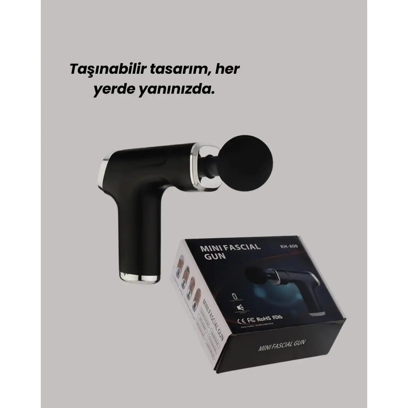 Mini Masaj Tabancası 4 Başlık 6 Hız Ayarlı