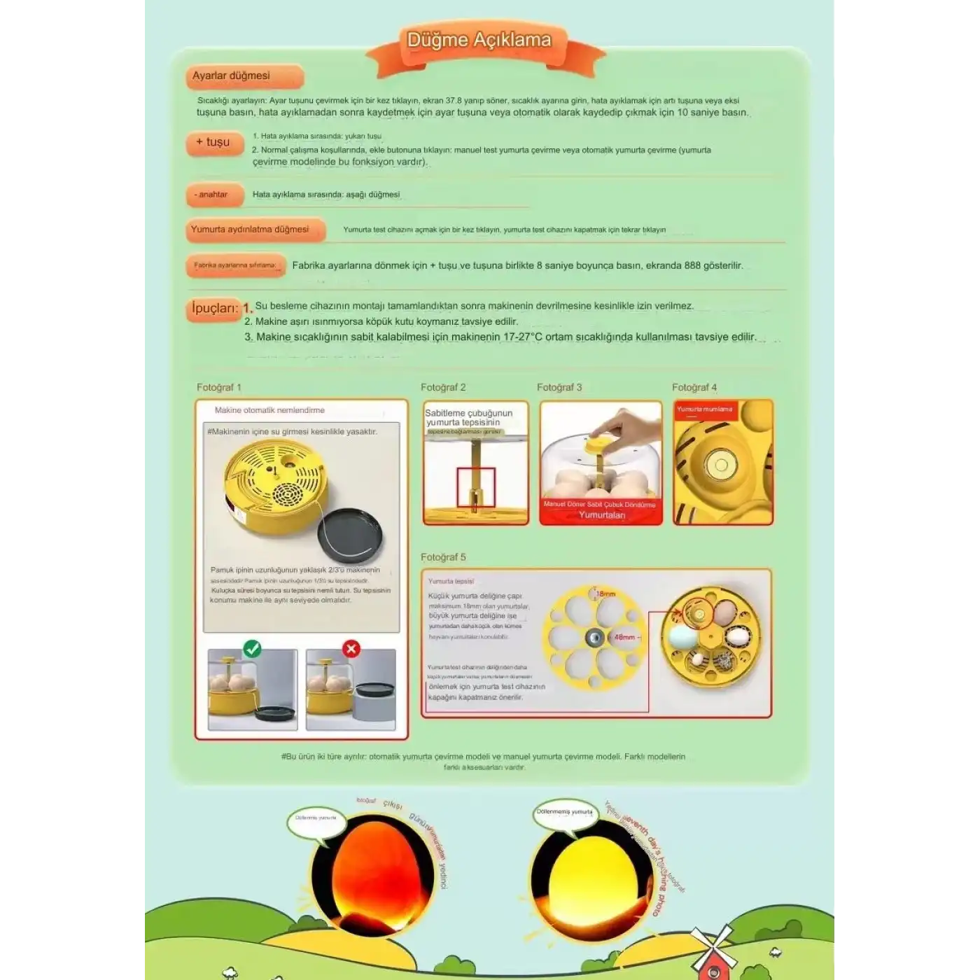 Mini Otomatik Ev Tipi Kuluçka: Elektrikli Tavuk ve Kuş Kuluçka Makinesi 6 Yumurtalı MX-6