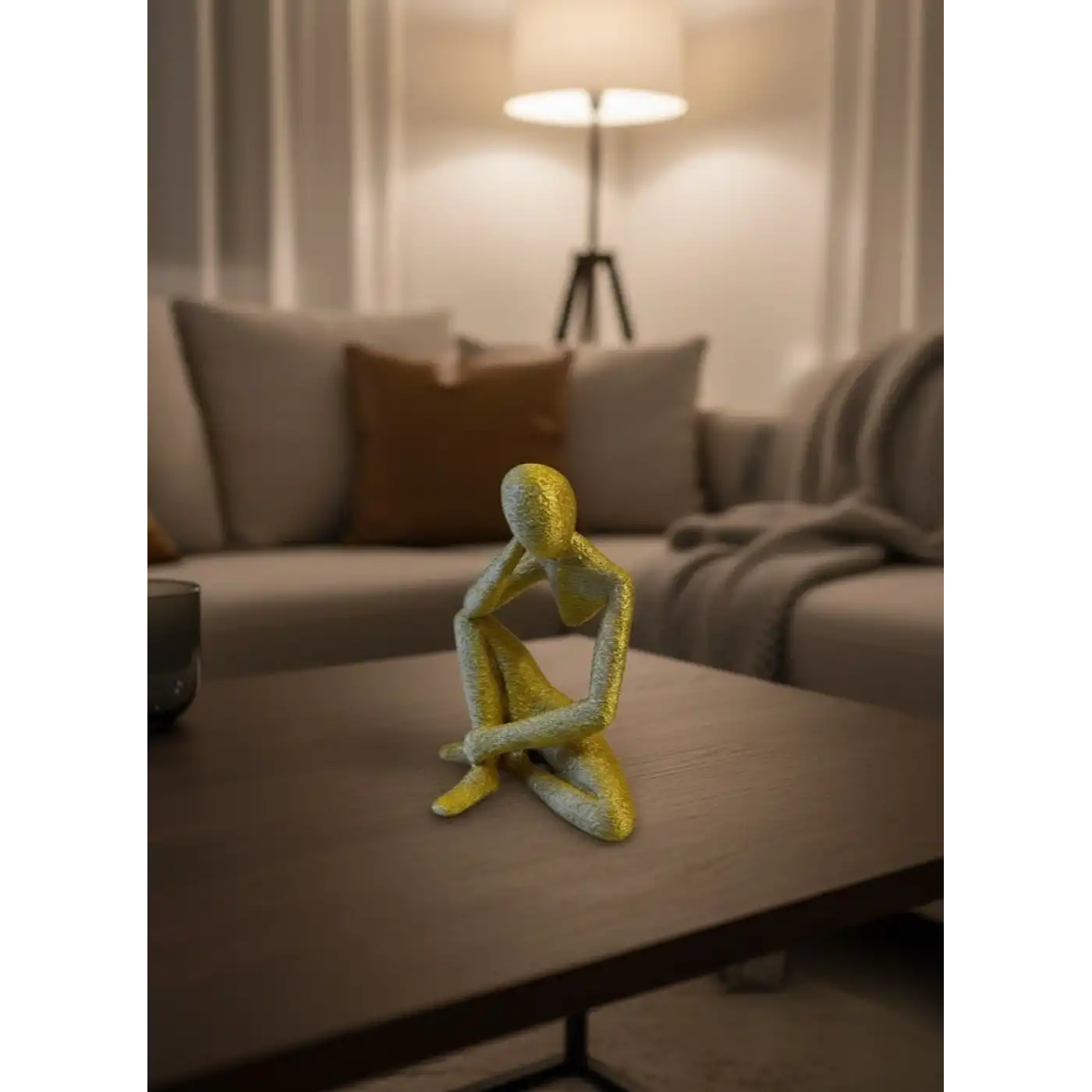 Minimal Sarı İnsan Figürü Biblo Ev ve Ofis Dekoru