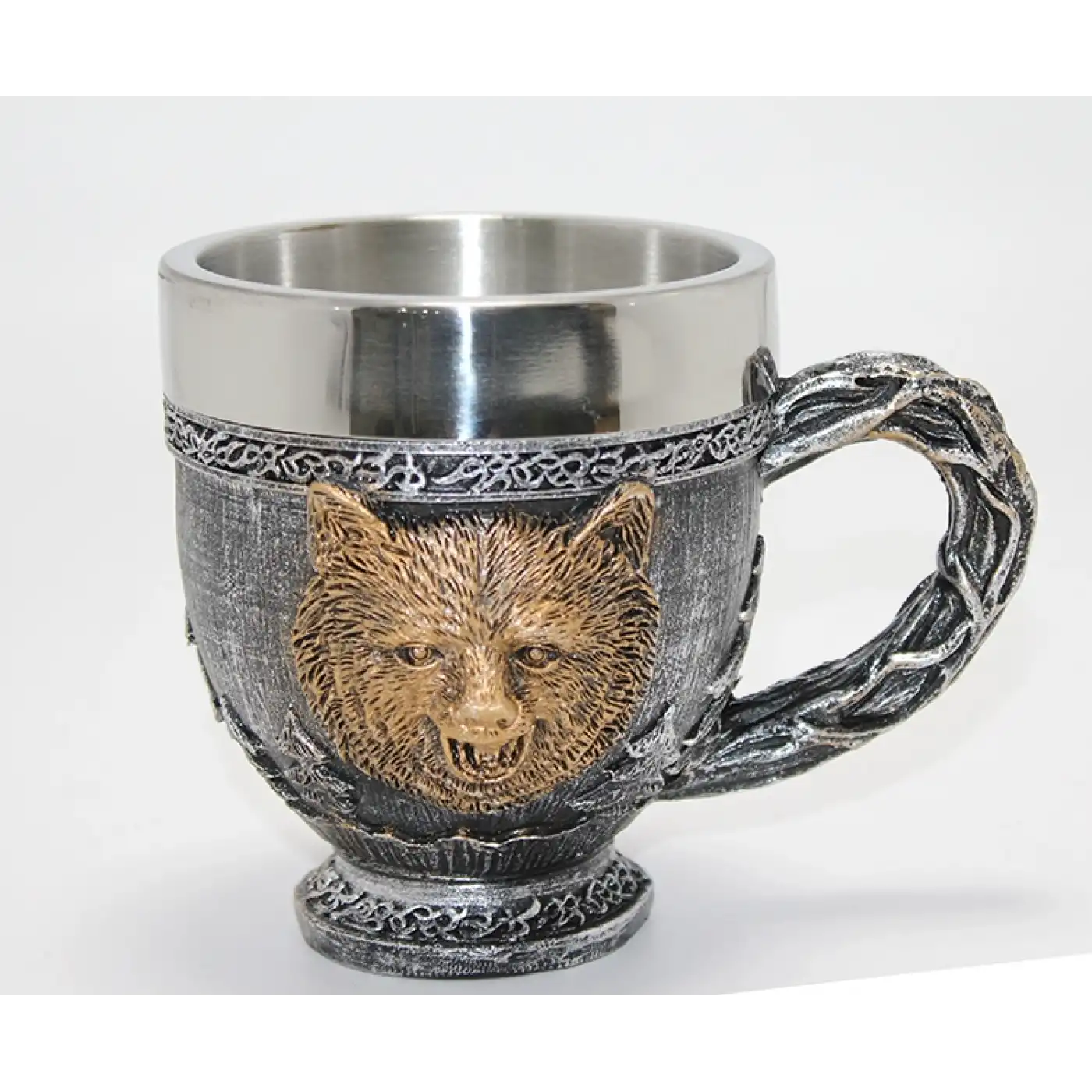 Mitolojik Ayı Figürlü 3D Kabartmalı Paslanmaz Çelik Kupa Bardak