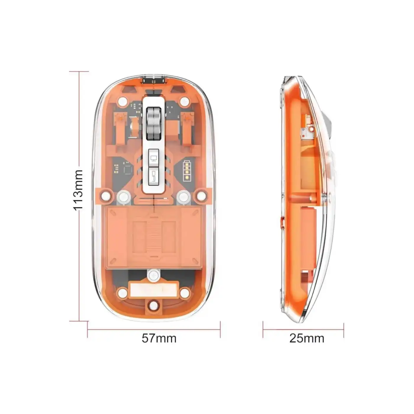 Mouse Fare Kablosuz Mouse Fare Şarjlı Bluetooth Sessiz 5 Tuşlu Şeffaf