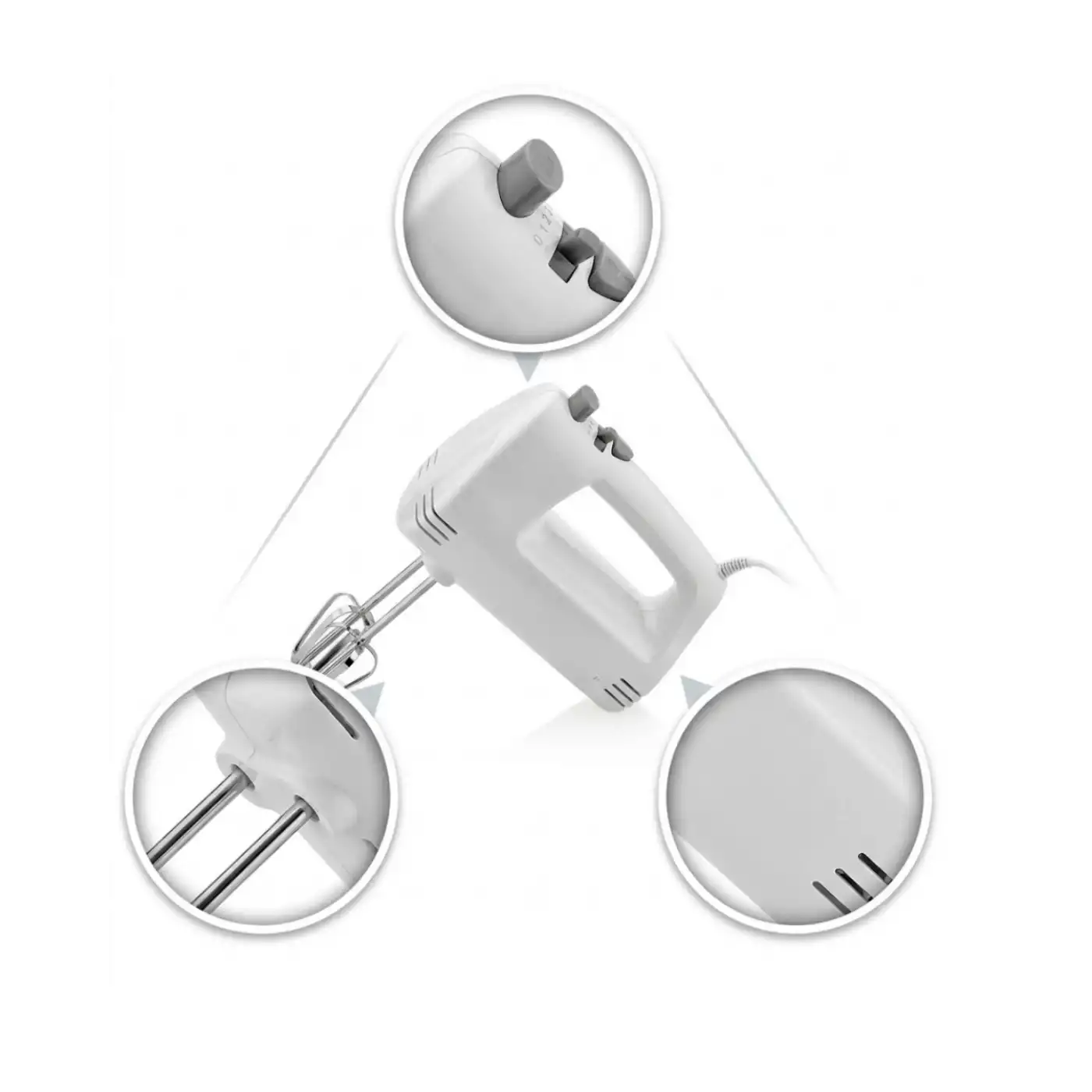 Mutfak El Mikseri 250W Paslanmaz Çelik Çift Çırpıcılı Mikser