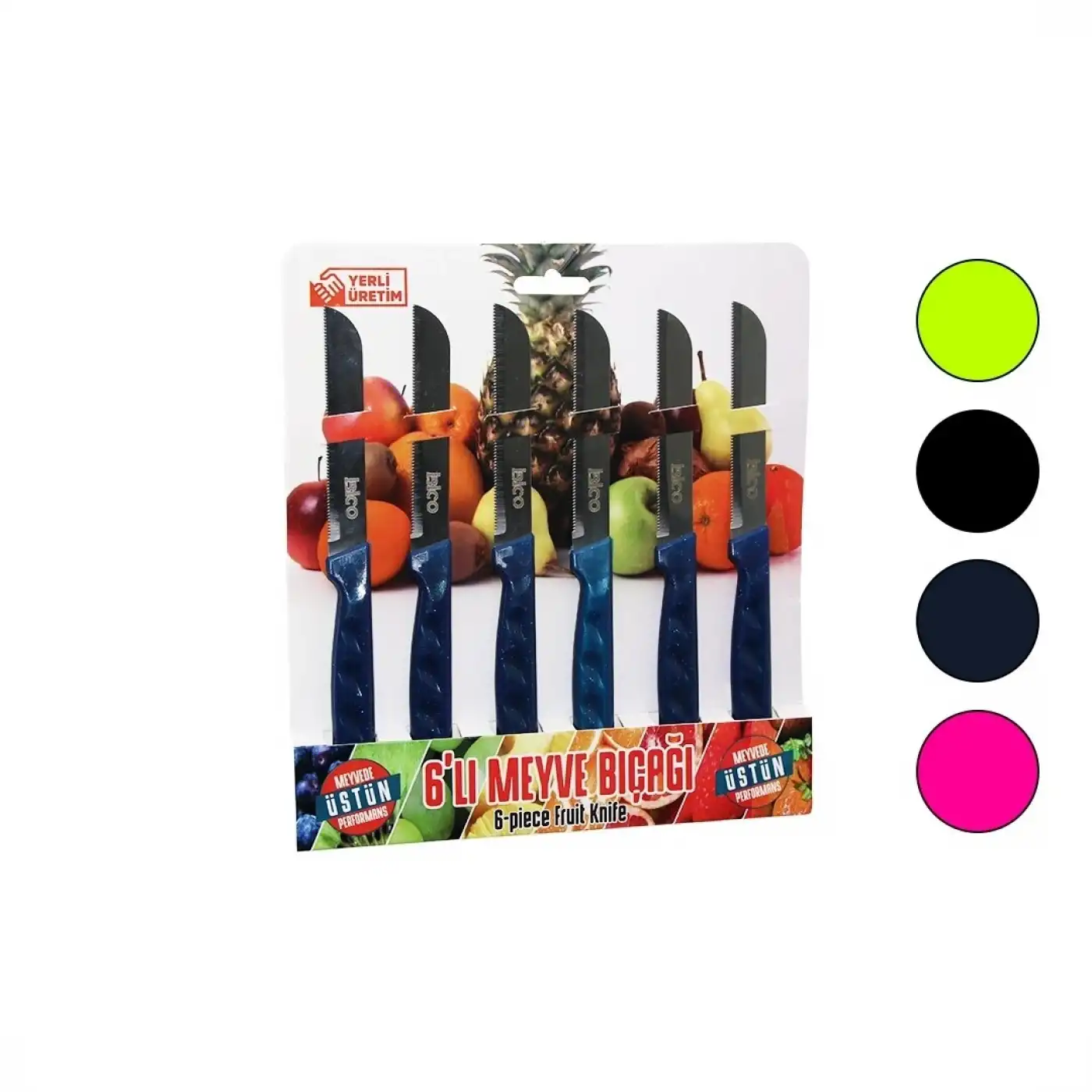 My01 Dişli Meyve Bıçak Takımı (6 Parça, Renkli)