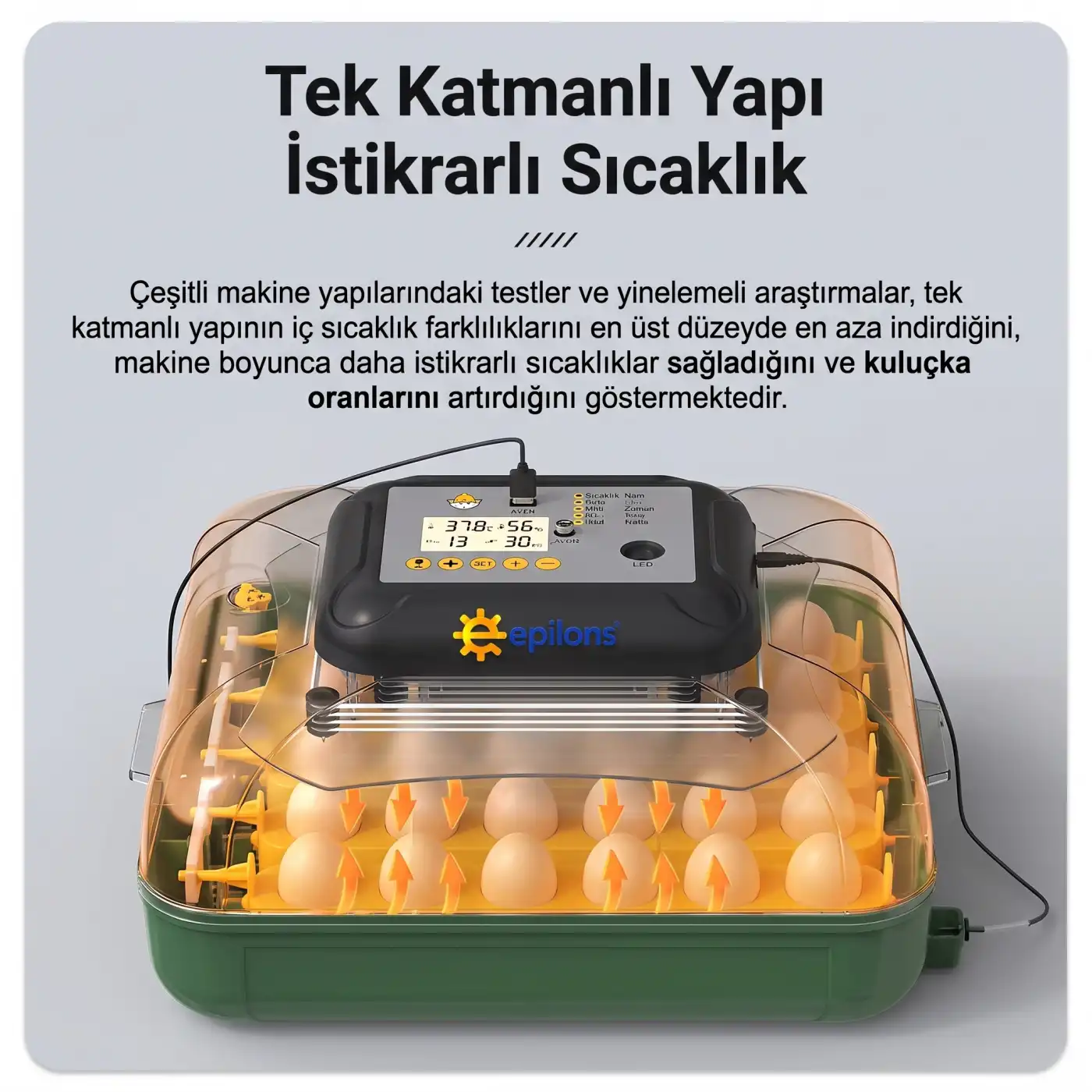 MY110 Yumurta Kapasiteli Tam Otomatik Kuluçka Makinesi Su Pompası ve Yedek Çevirme Motoru Hediyeli