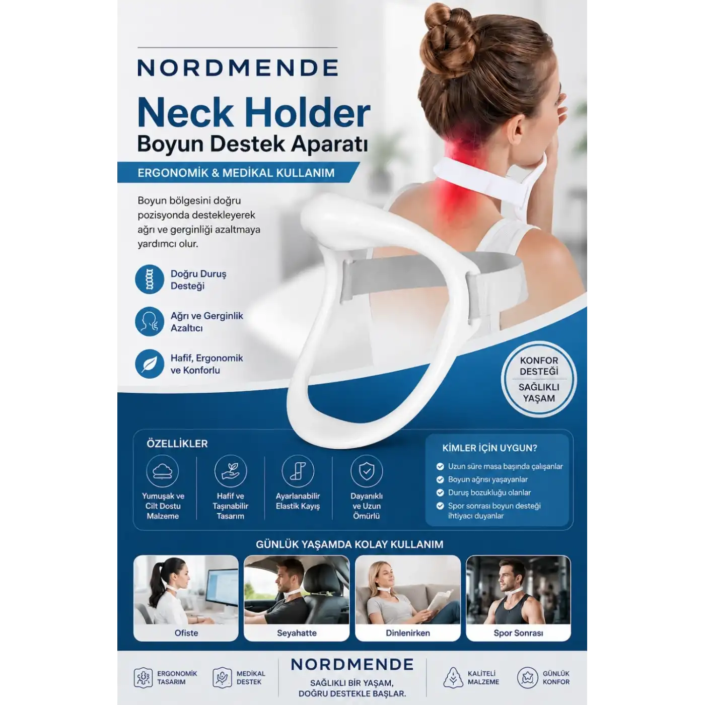 Neck Holder Boyun Destek Atı | Ergonomik & Medikal Kullanım