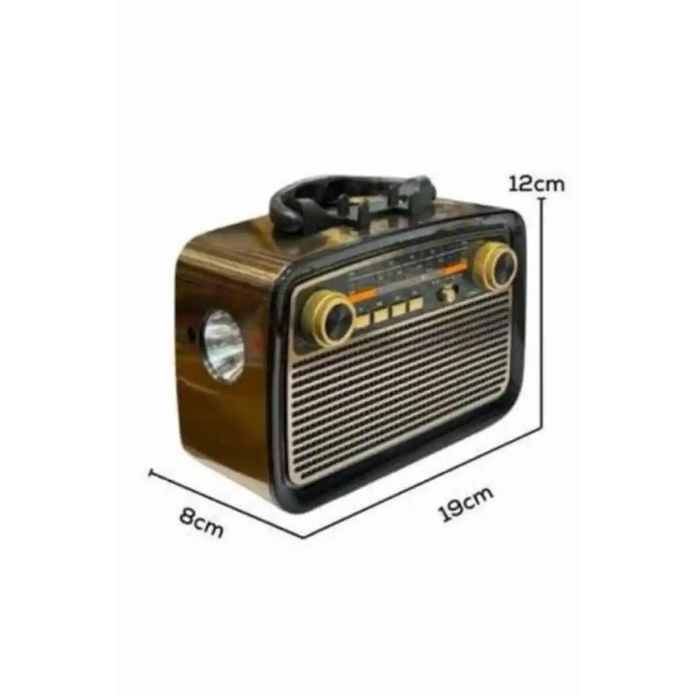 Nostaljik Görünümlü Ahşap Radyo TF SD USB Girişli Led Fener Işıklı