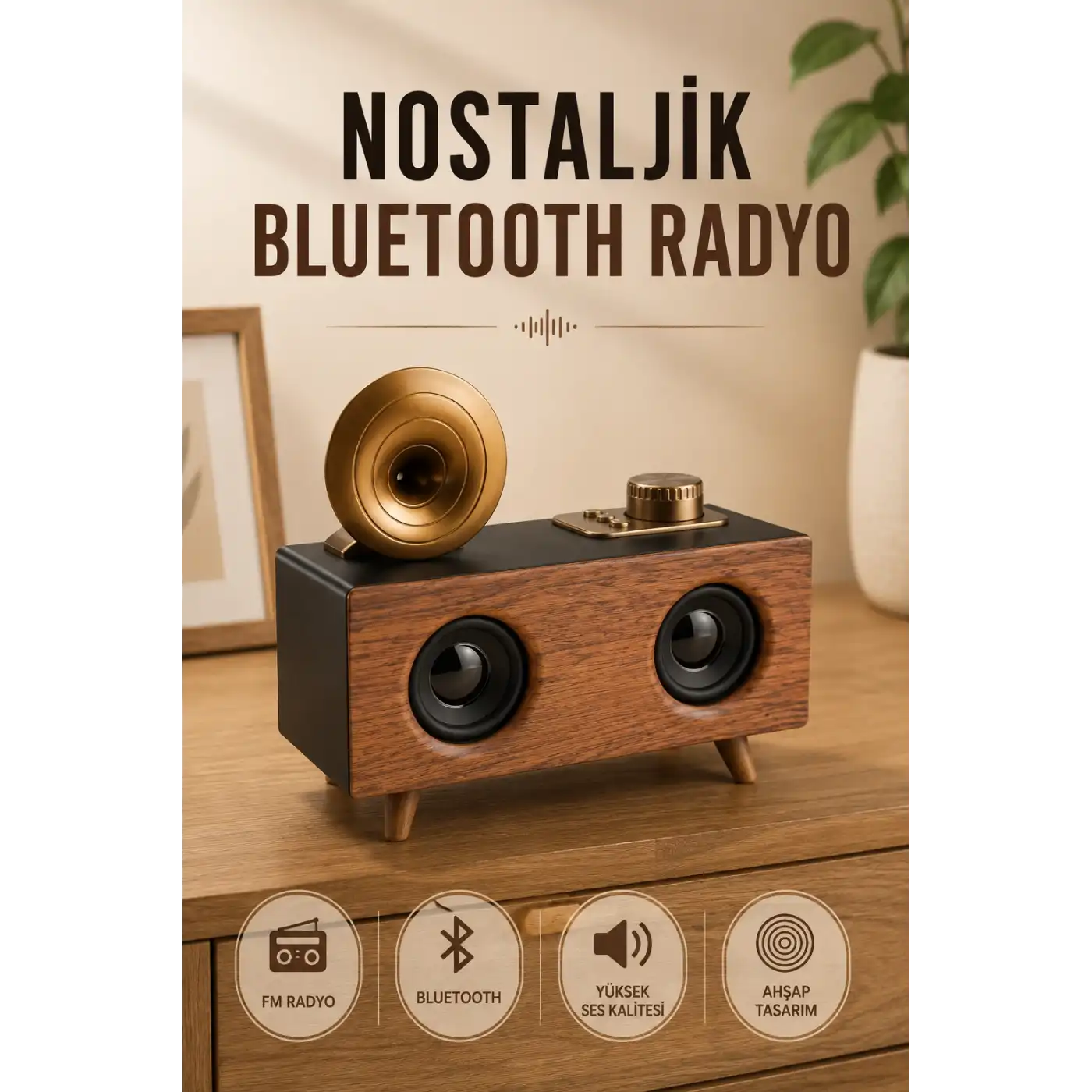 Nostaljik Radyo Bluetooth Bağlantılı Şarjlı Yüksek Ses Kaliteli