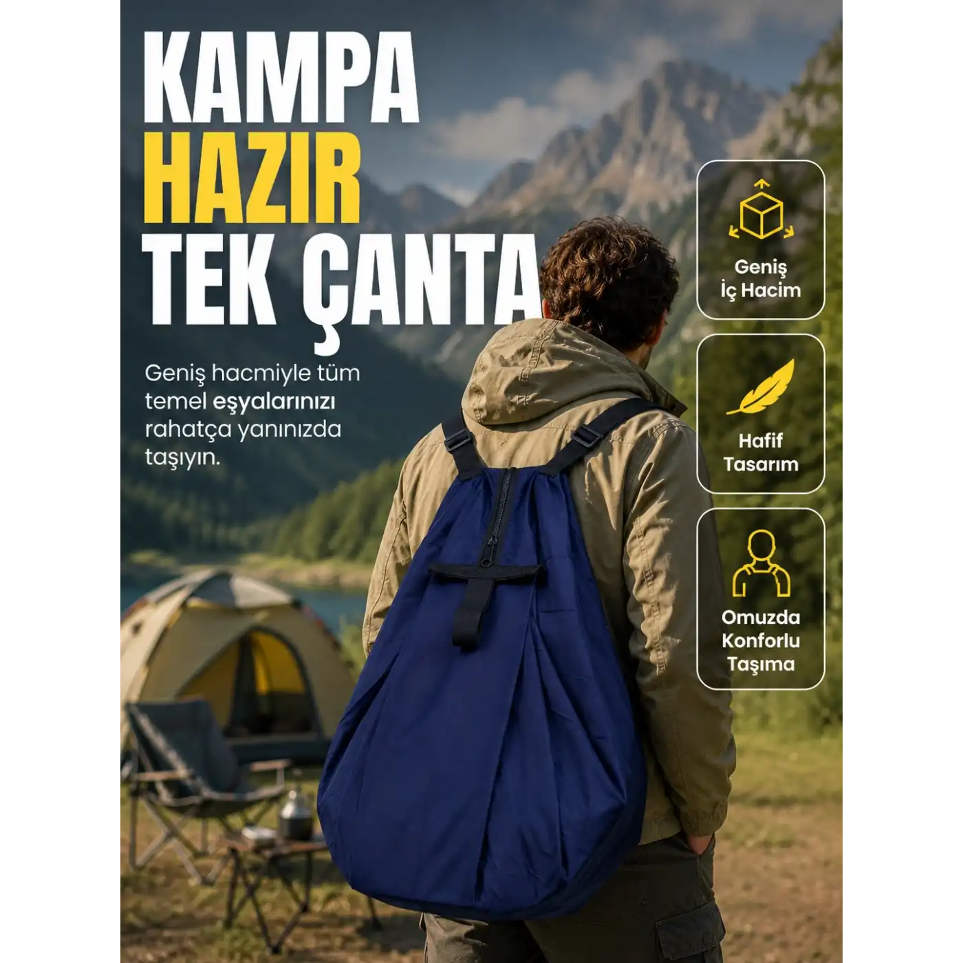 Okul İş Seyahat Kamp ve Günlük Kullanım İçin Çok Amaçlı Taşıma Çantası