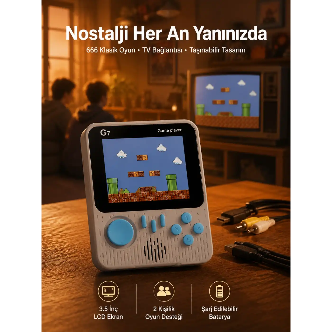 Oyun Konsolu Retro Oyun Konsolu Tvye Bağlanabilir Taşınabilir