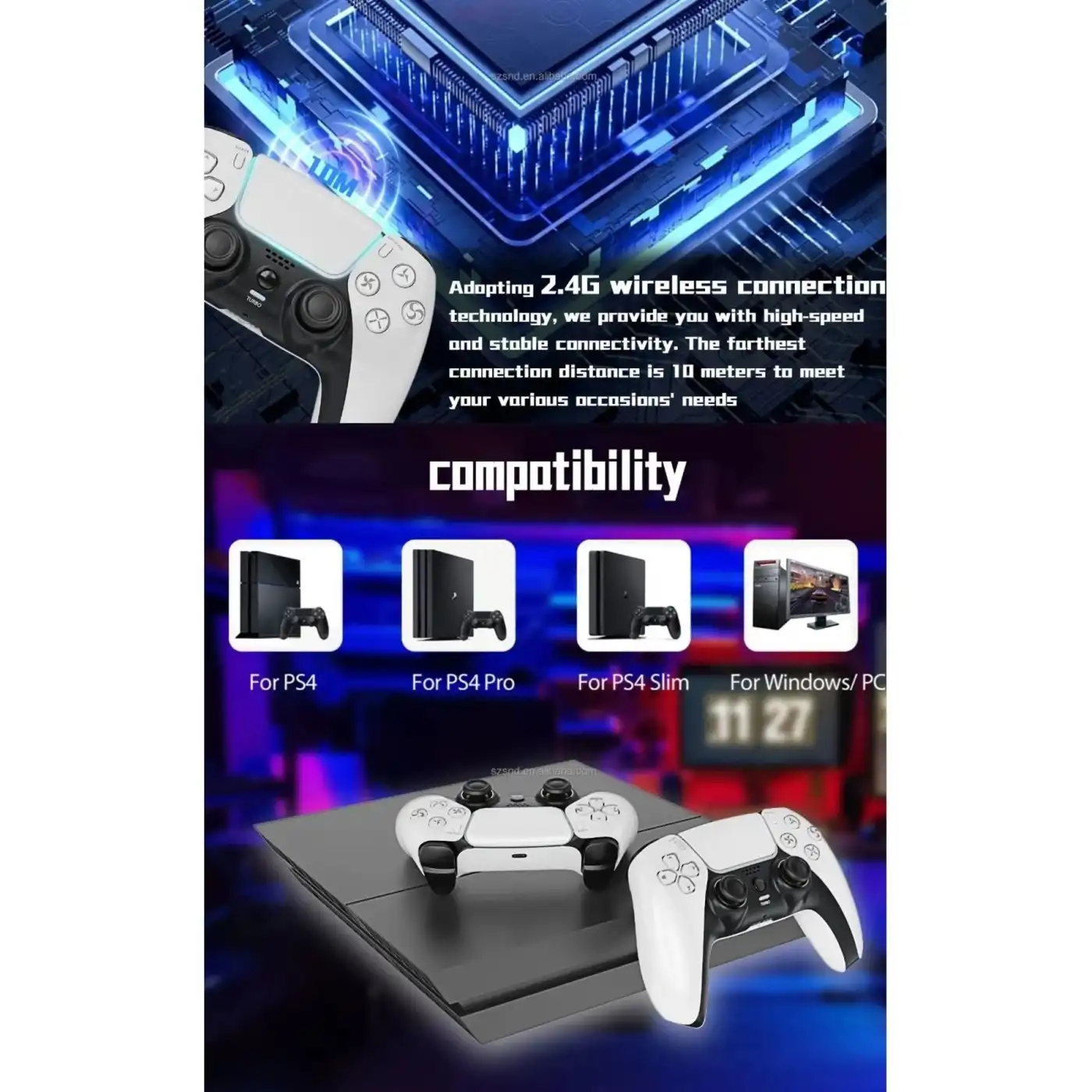 P4 Plus Bluetooth Titreşimli Ps4/ps5 Uyumlu Pc Telefon Joystick Kablosuz Oyun Kolu