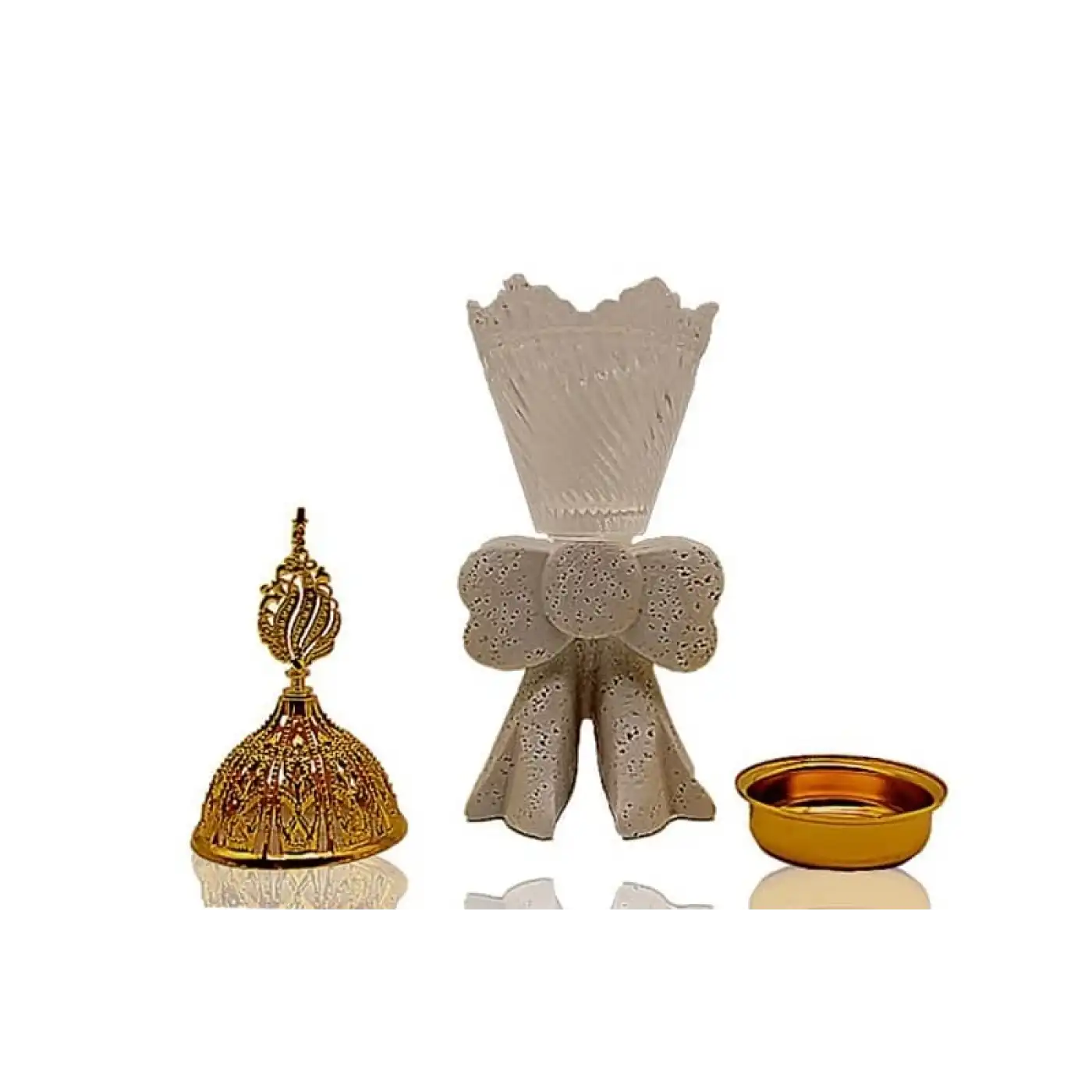 Papyon Detaylı Cam Üstlü Metal Buhurdanlık