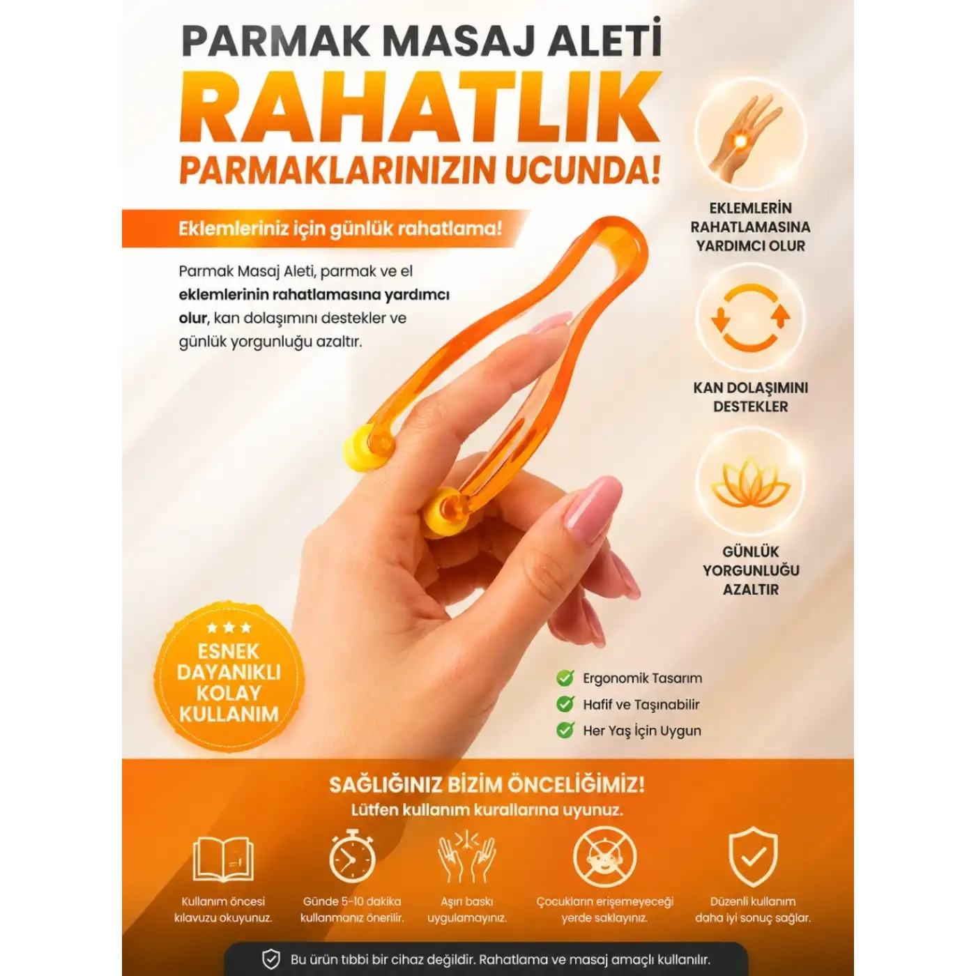Parmak Masaj Aleti El Ve Parmak Rahatlatıcı Masaj Atı