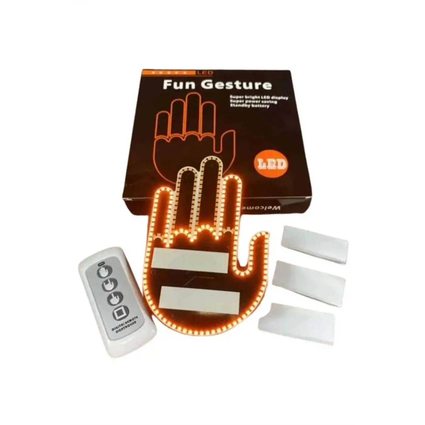 Pilli Led Işık Araç Camı İçin Uzaktan Kumandalı El Simgesi