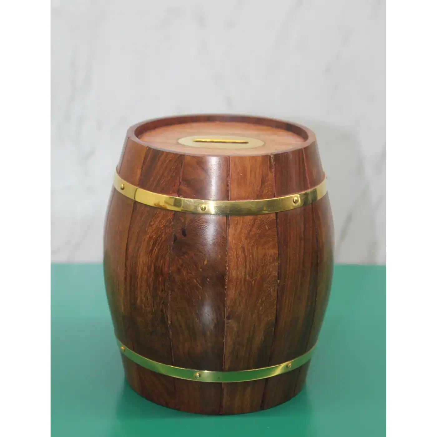 Pirinç Ahşap Fıçı Kumbara