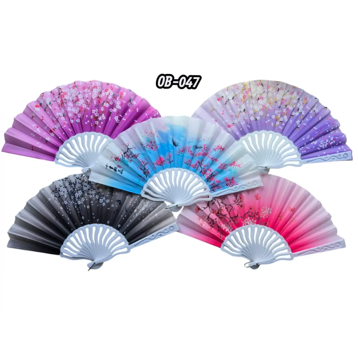 Plastik Kumaş Yelpaze 12li Karışık Ob-047