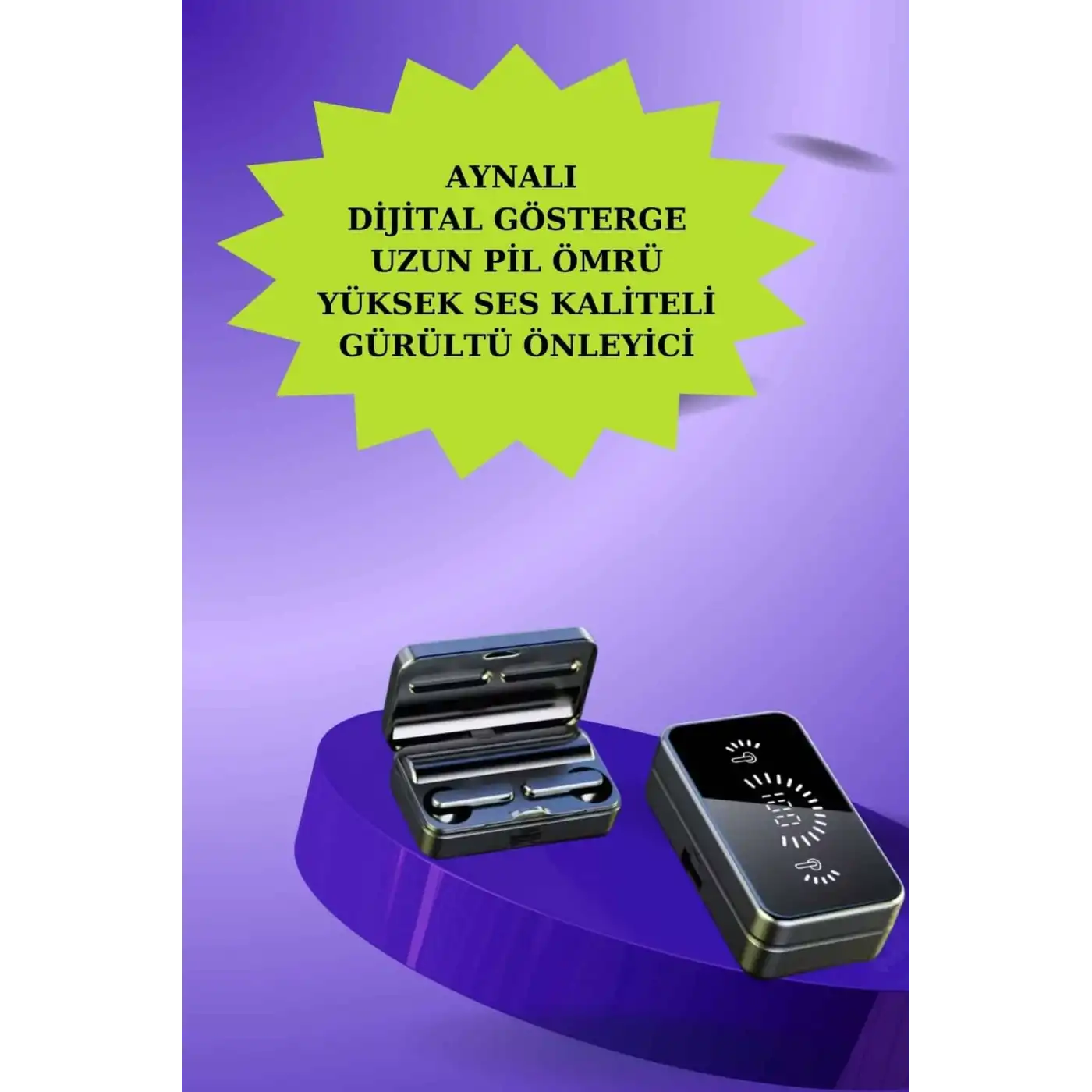 Powerbank Aynalı Bluetooth Kulaklık Ve Akıllı Saat Seti ANC Özelliği Dokunamatik