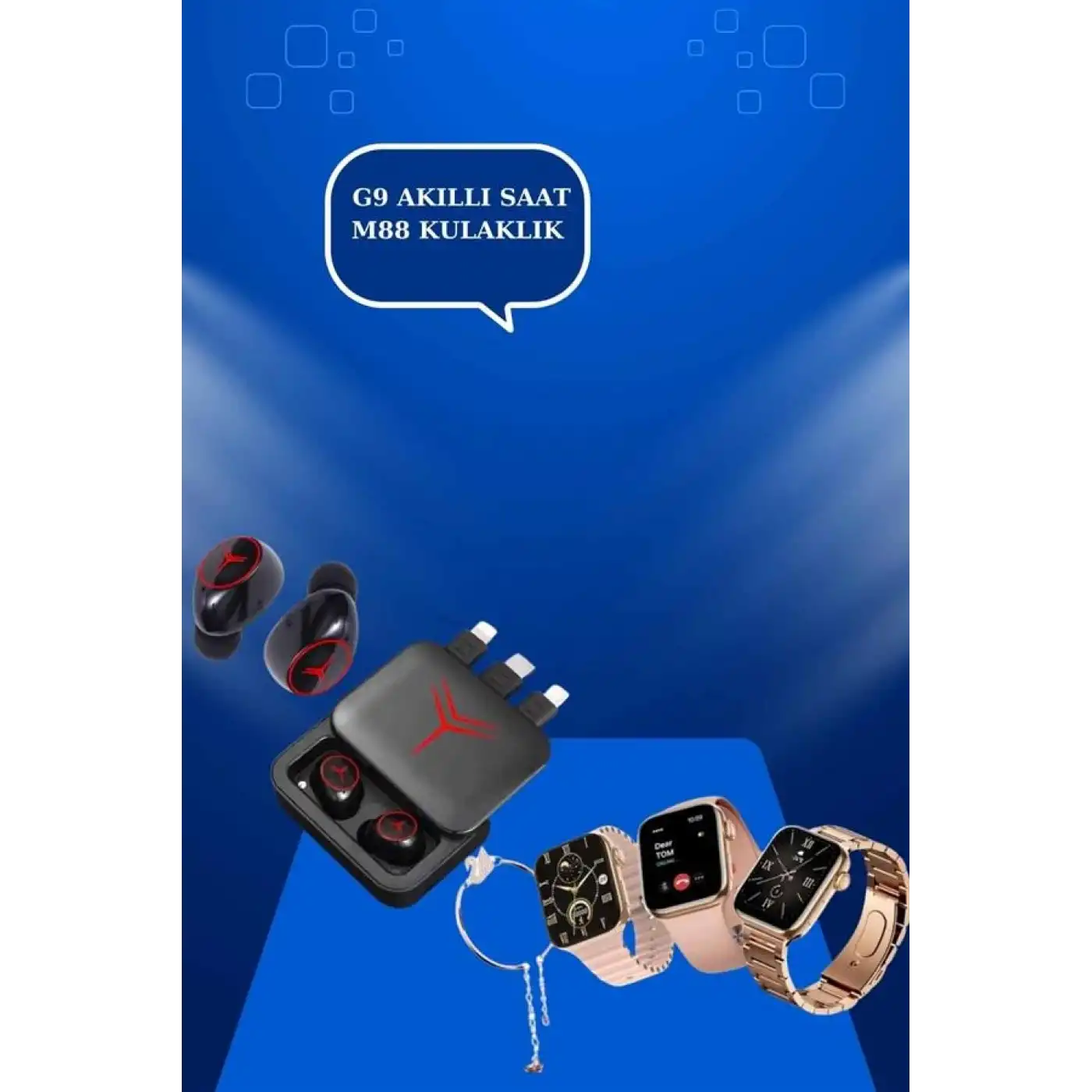 Powerbank Özellikli Bluetooth Kulaklık ve Nabız Ölçer Akıllı Saat Bileklik Hediyeli