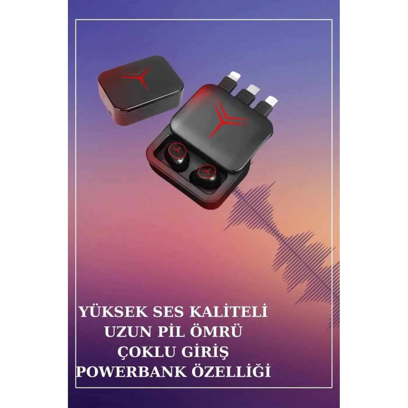 Powerbank Özellikli Bluetooth Kulaklık ve Nabız Ölçer Akıllı Saat Bileklik Hediyeli