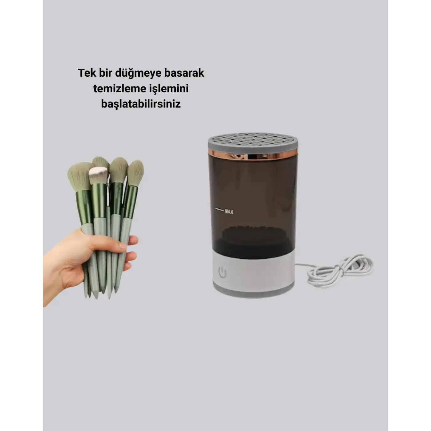 Profesyonel 13’lü Makyaj Fırçası + USB Fırça Temizleyici İkili Set