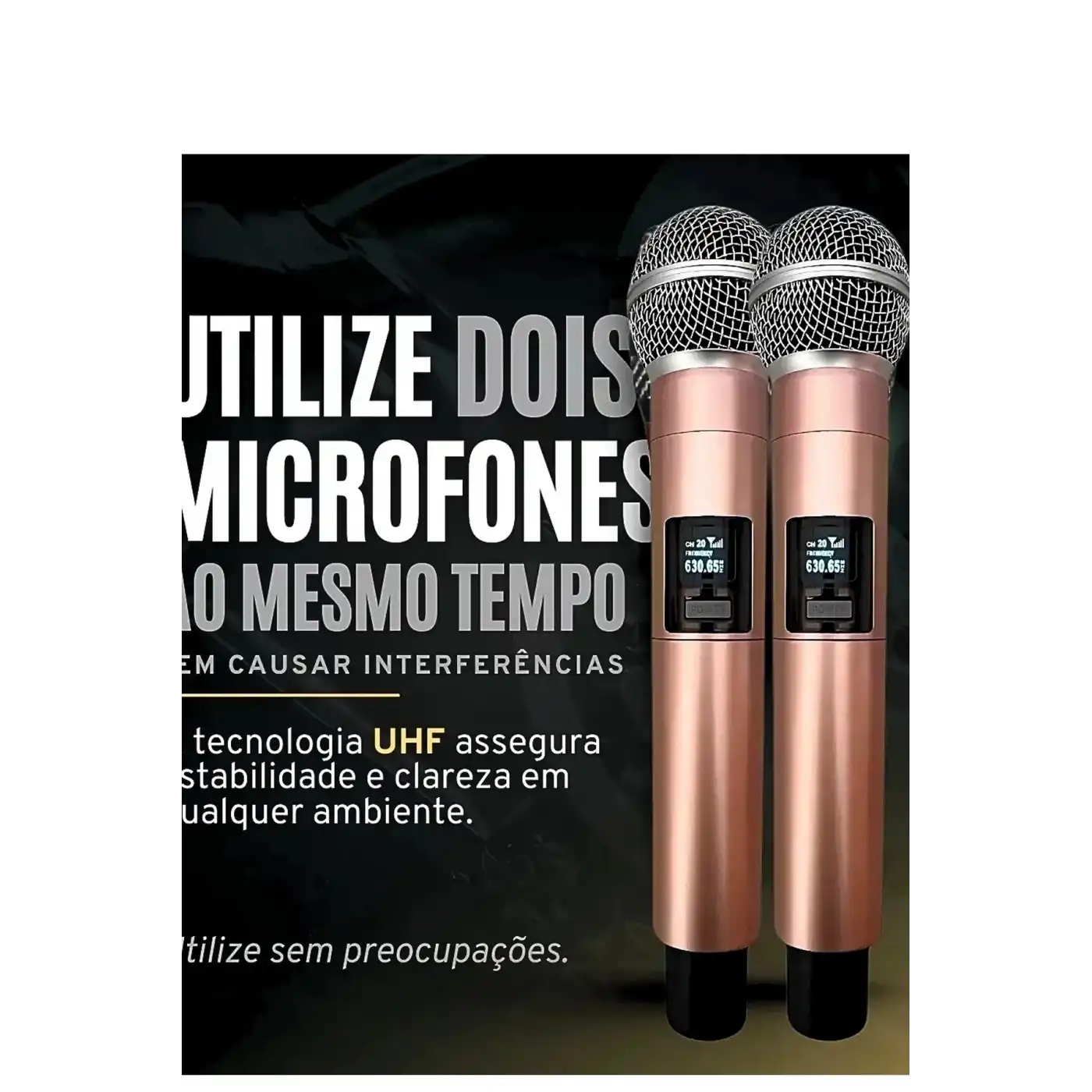 Profesyonel Çiftli Kablosuz Mikrofon Seti Karaoke Şarj Edilebilir 50 Metre Mesafe Rose