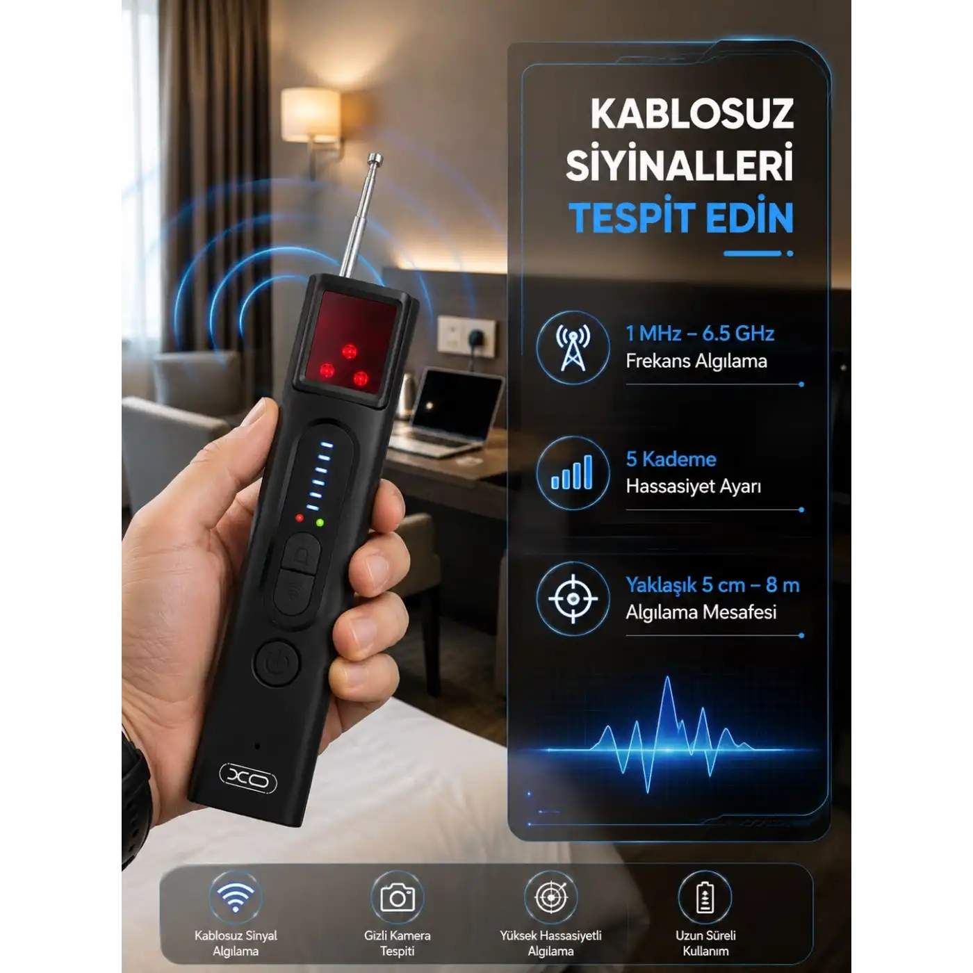 Profesyonel Gizli Kamera ve Kablosuz Sinyal Dedektörü