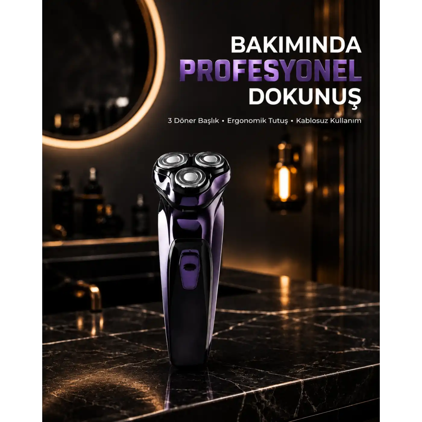 Profesyonel Şarjlı Tıraş Makinesi Ayarlanabilir Başlıklı Kablosuz