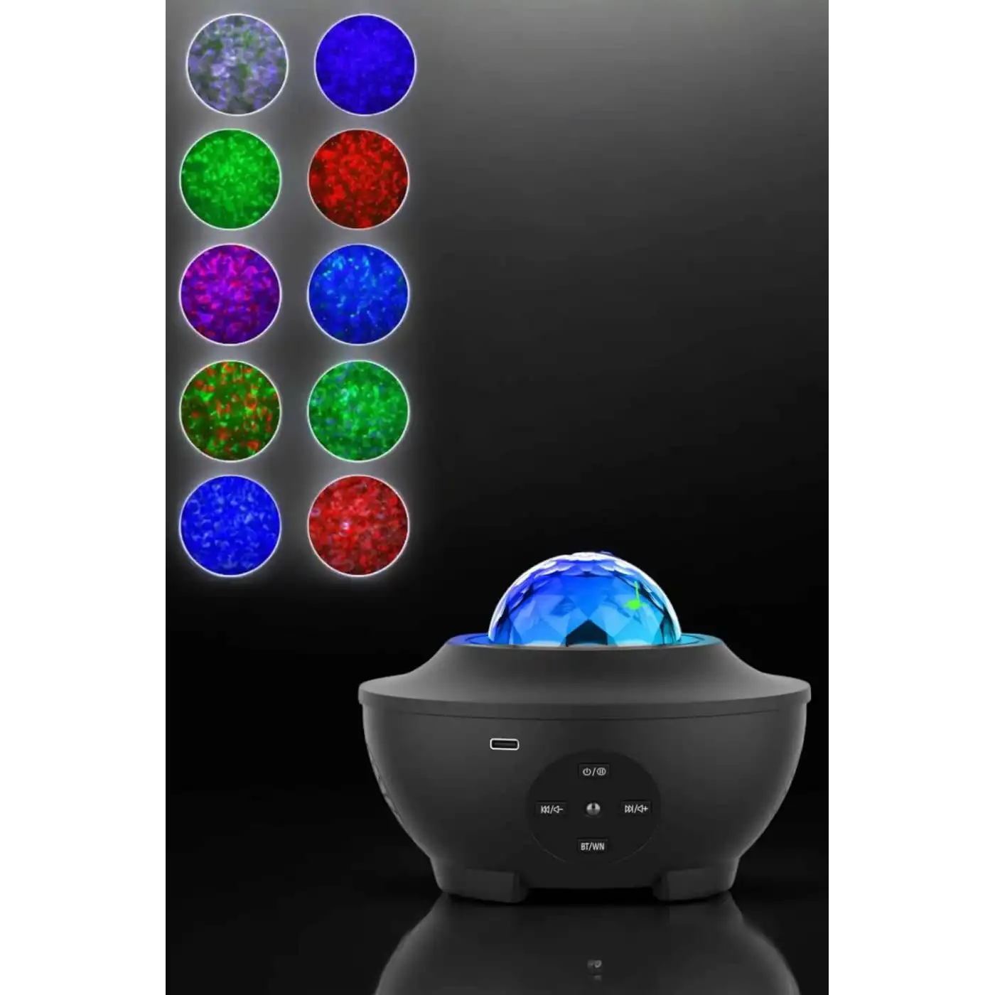 Projektör Yıldız Gece Lambası Disko Topu Bluetooth Bağlantılı Taşınabilir Şarjlı