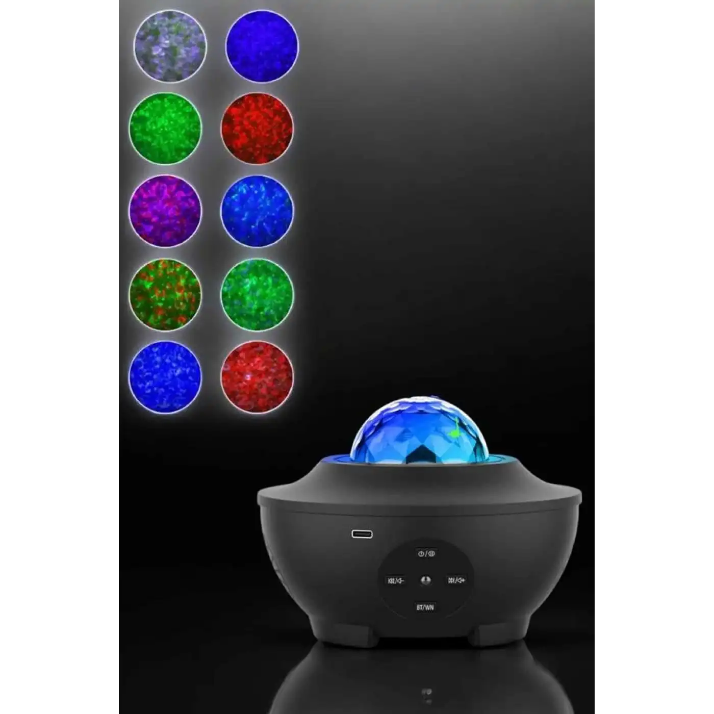 Projektör Yıldız Gece Lambası Disko Topu Bluetooth Bağlantılı Taşınabilir Şarjlı