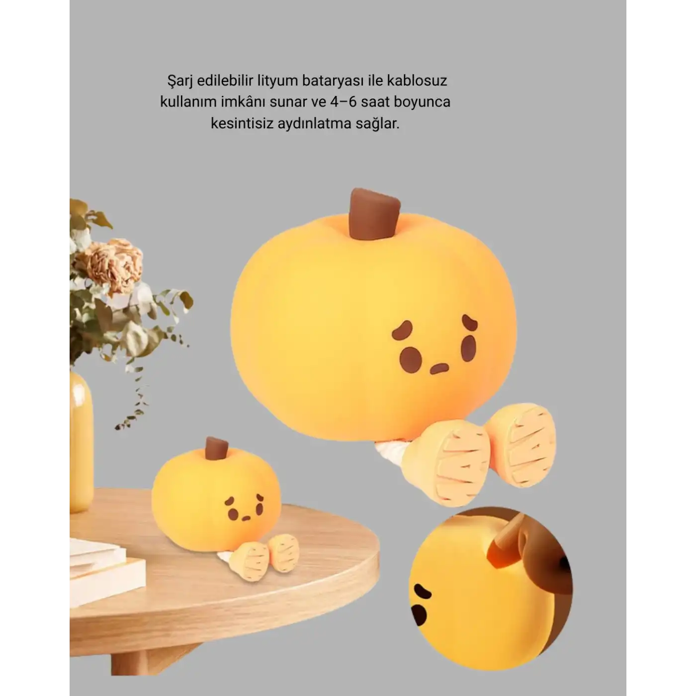 Pumpkin LED Night Light Dokunmatik Şarjlı Silikon Gece Lambası Yeni Nesil