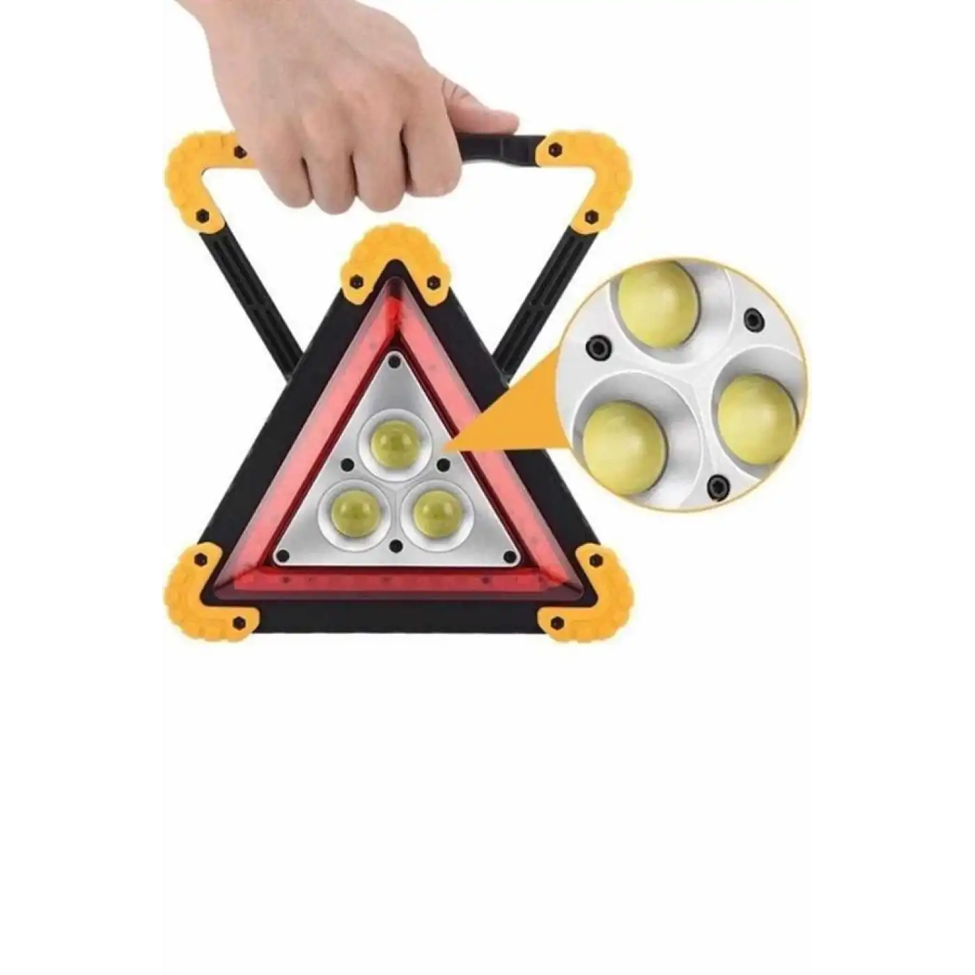 Reflektör Güneş Panelli Solarlı Şarjlı Üçgen Işıklı Trafik Reflektör Fener