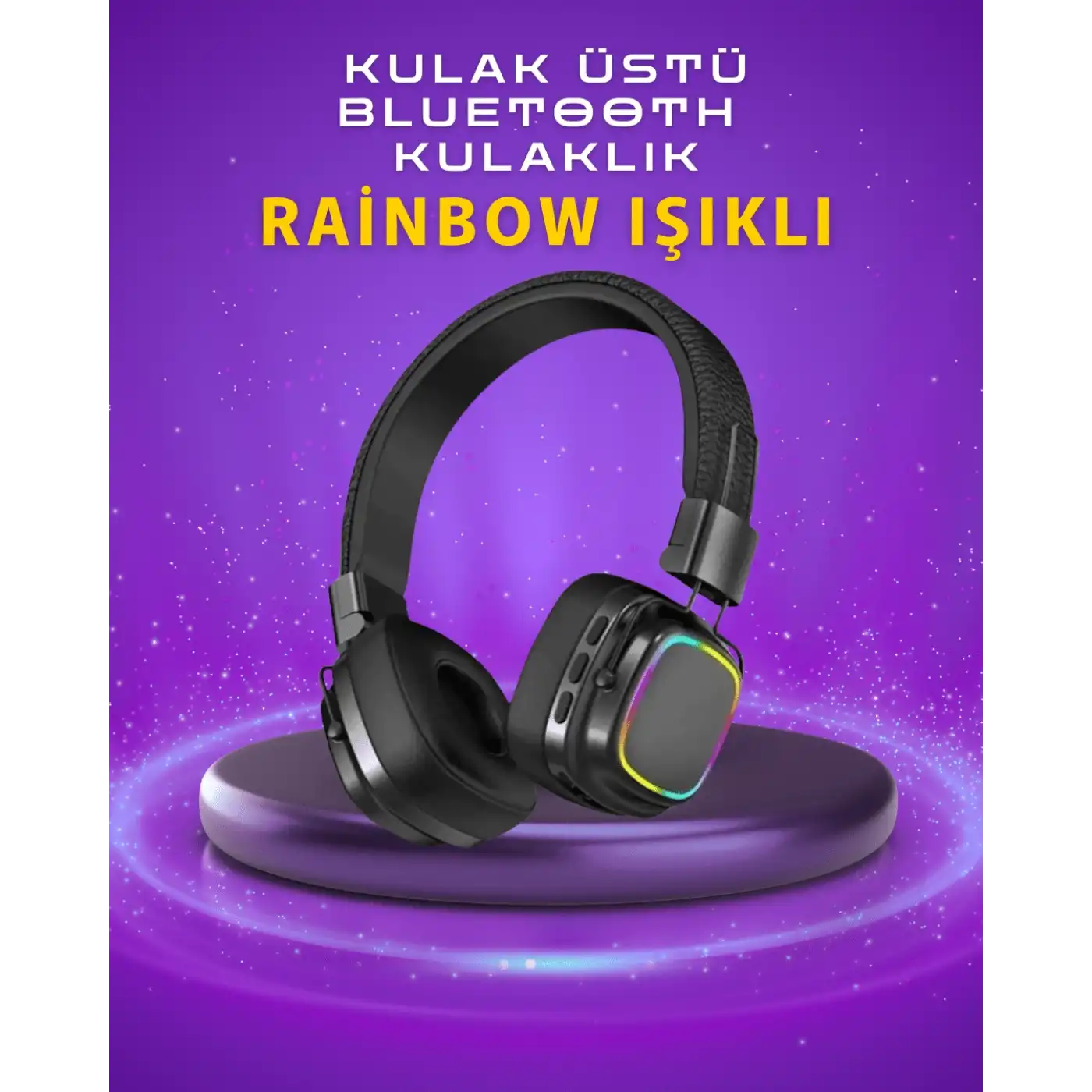 Renkli Işık Efektli Bluetooth 5.3 Müzik Kulaklığı