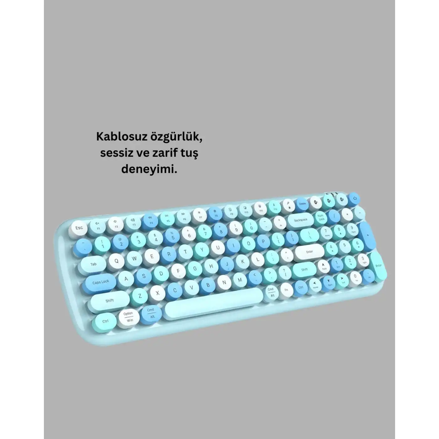 Retro Daktilo Stilli Kablosuz Klavye Mouse Seti – Sessiz ve Şık