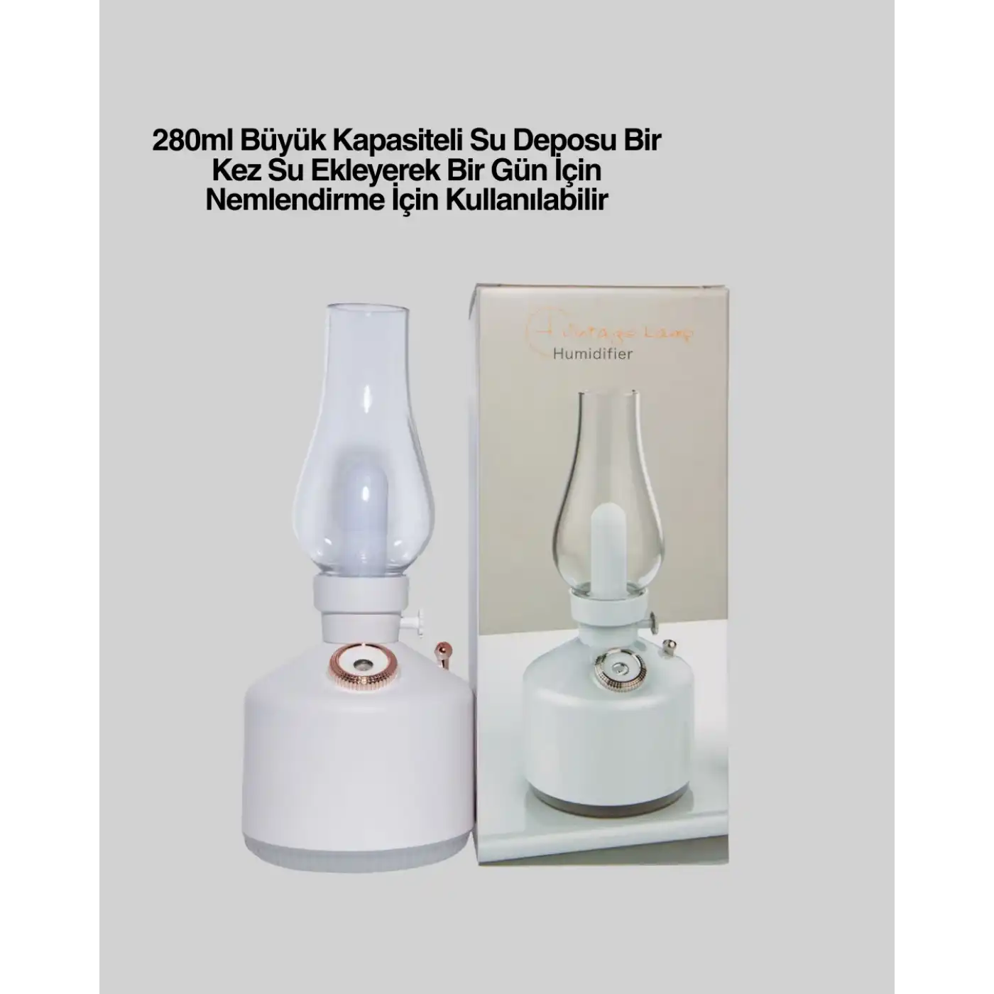 Retro Gaz Lambası Görünümlü Ledli Buhar Püskürtücü Aroma Difüzör
