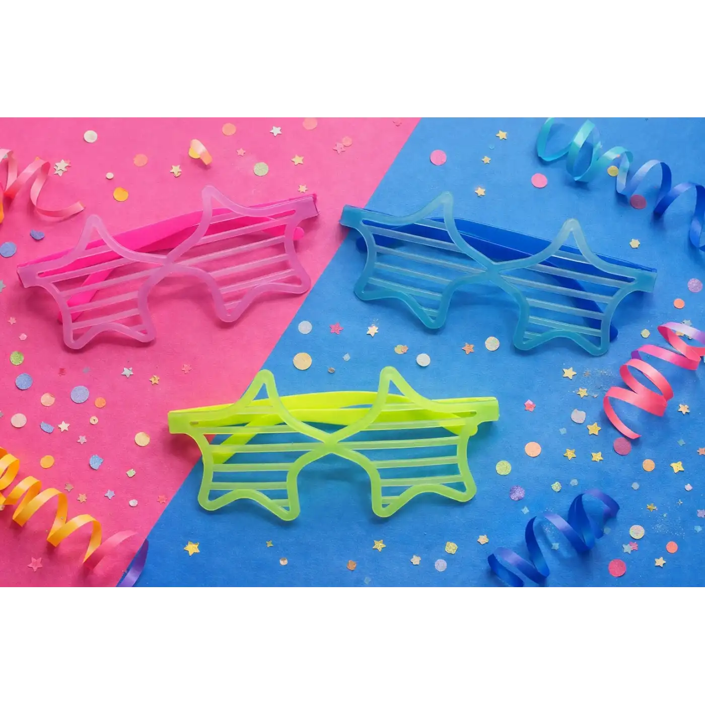 Retro Neon Fosforlu Yıldız Panjur Gözlük - 12 Adet