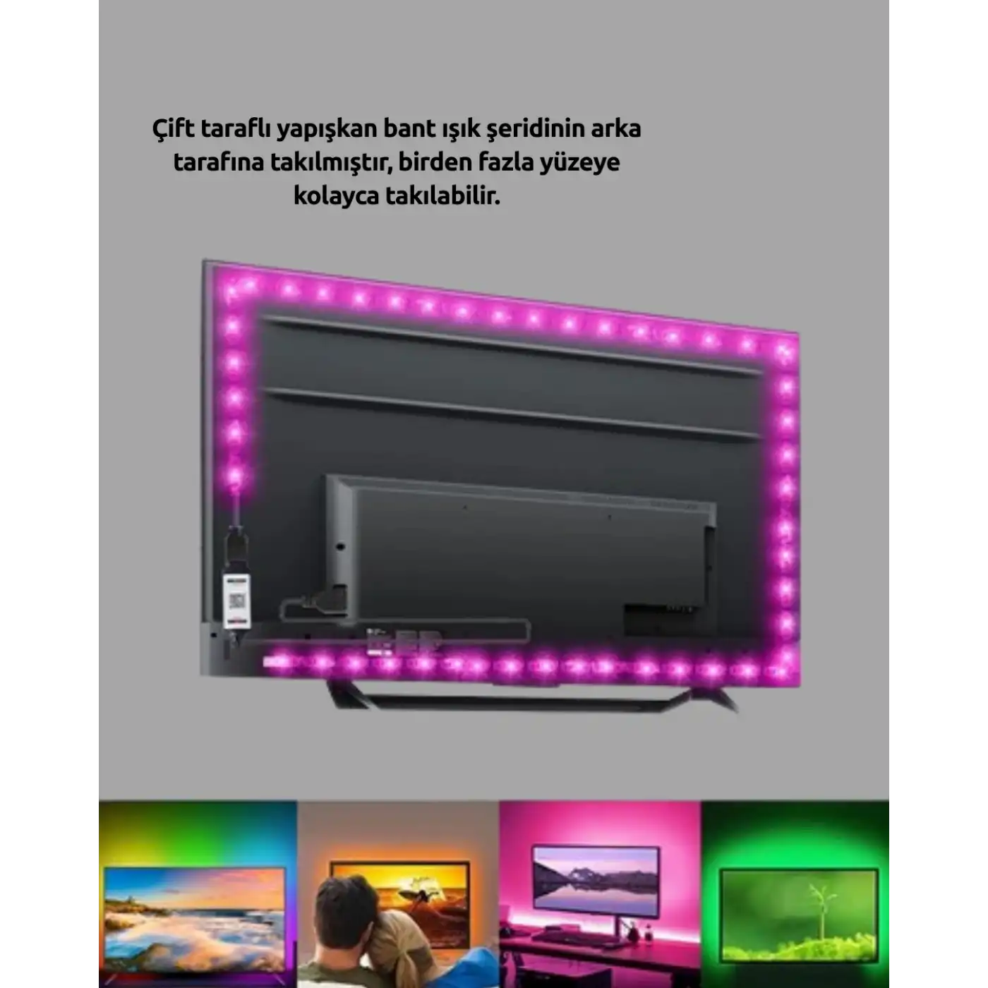 RF Kumandalı Renk Değiştiren TV LED Şerit 2MT