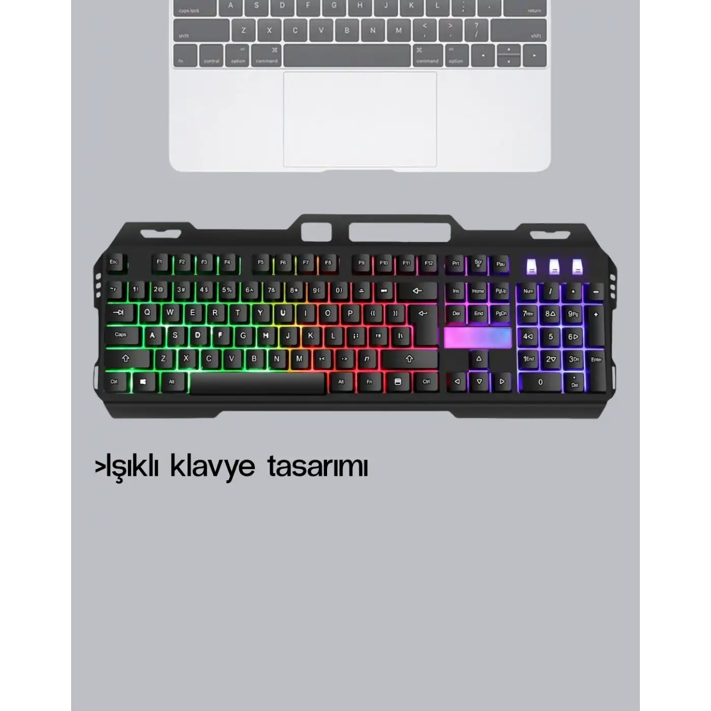 RGB Aydınlatmalı Klavye Mouse Seti – USB Bağlantılı, Türkçe Q, Ayarlanabilir DPI, Ergonomik Yapı