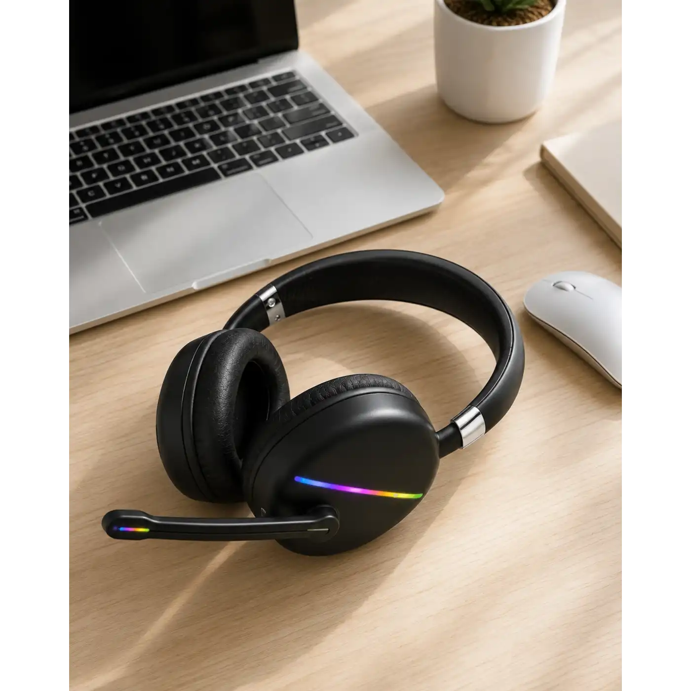 RGB Işıklı Bluetooth Mikrofonlu Kulaklık Uzun Süreli Kullanım Type-C Şarjlı