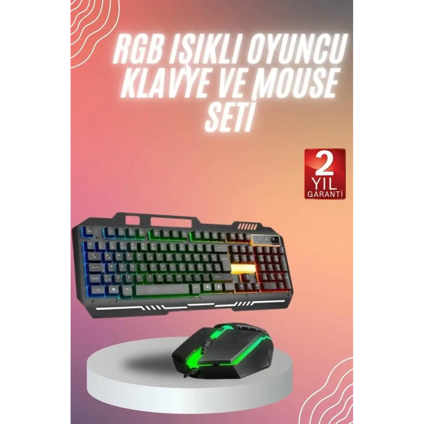 RGB Işıklı   Klavye Q Klavye Mouse Hediyeli