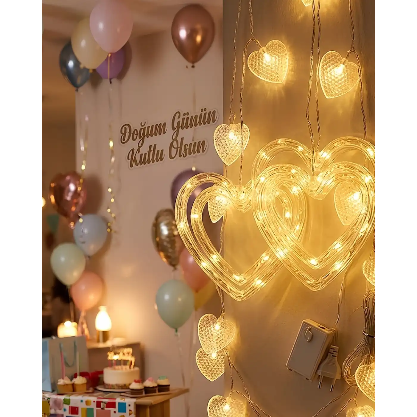 Romantik Kalp LED Işık Neon Görünümlü Dekoratif Oda Lambası