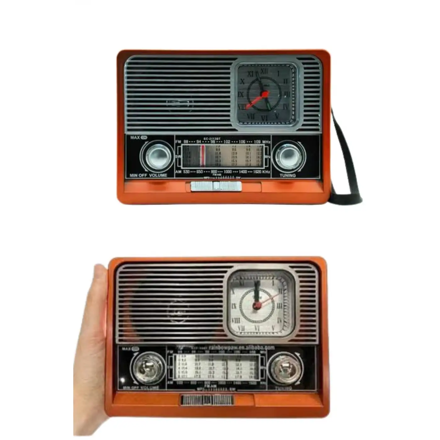 Saatli Fenerli Bluetooth Nostaljik Radyo AUX SD USB Girişli Bluetooth Hoparlör