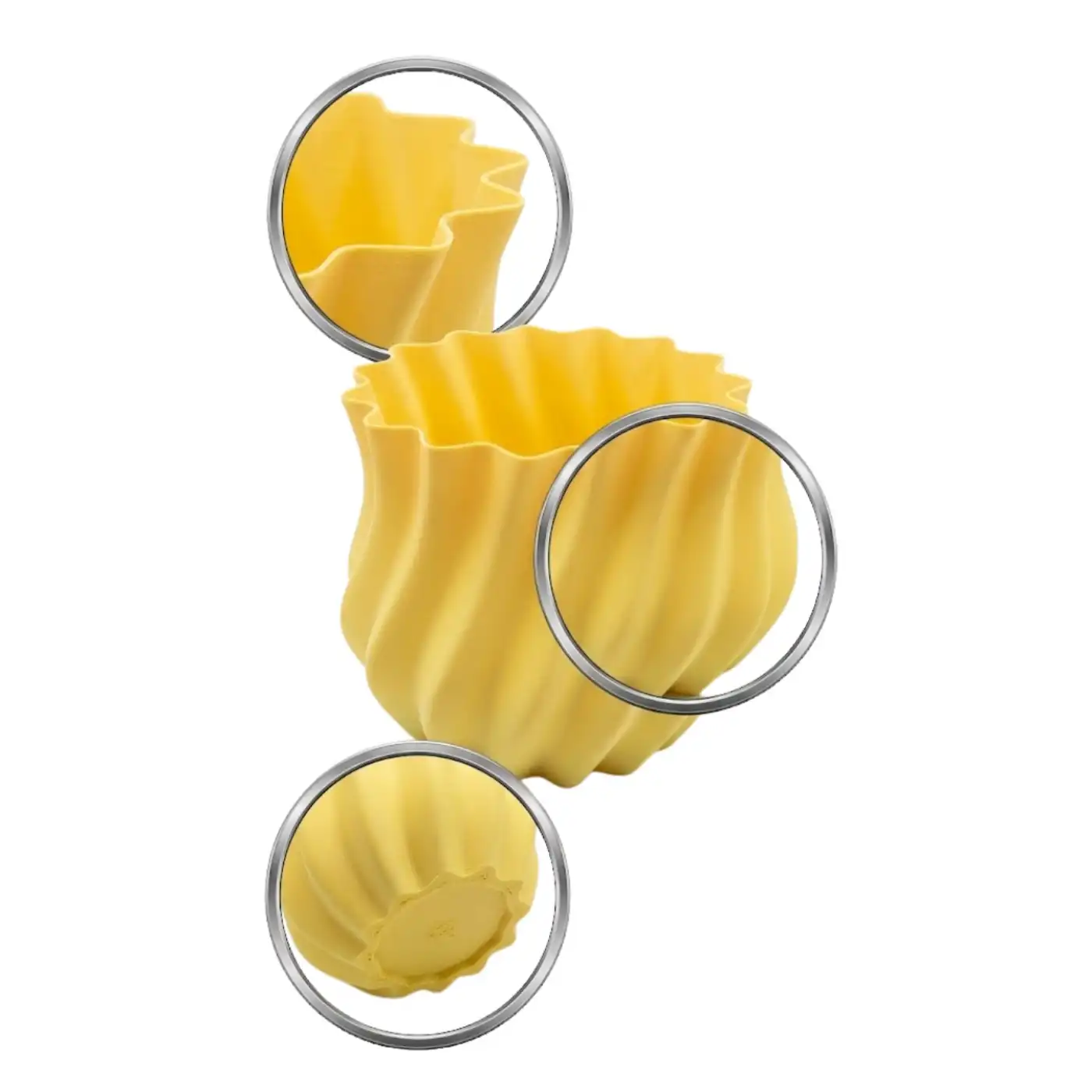 Sarı Kıvrımlı 3D Vazo Es Modern Ev ve Ofis Dekoru